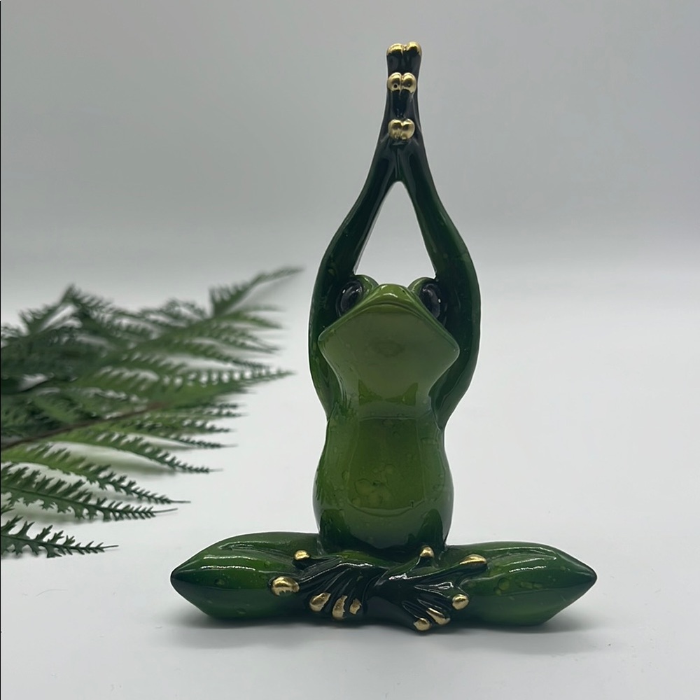 Green and Gold Meditation Figurine Accent Decor